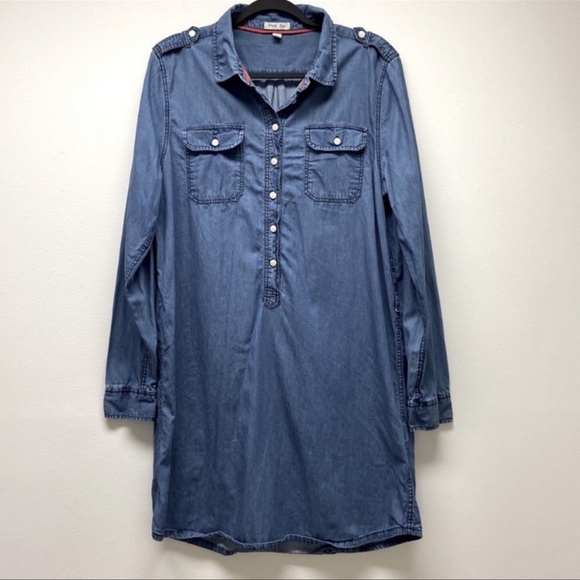 Per Se Anthropologie Shirt Dress Casual Business Minimalist Versatile Blue L - Picture 10 of 11